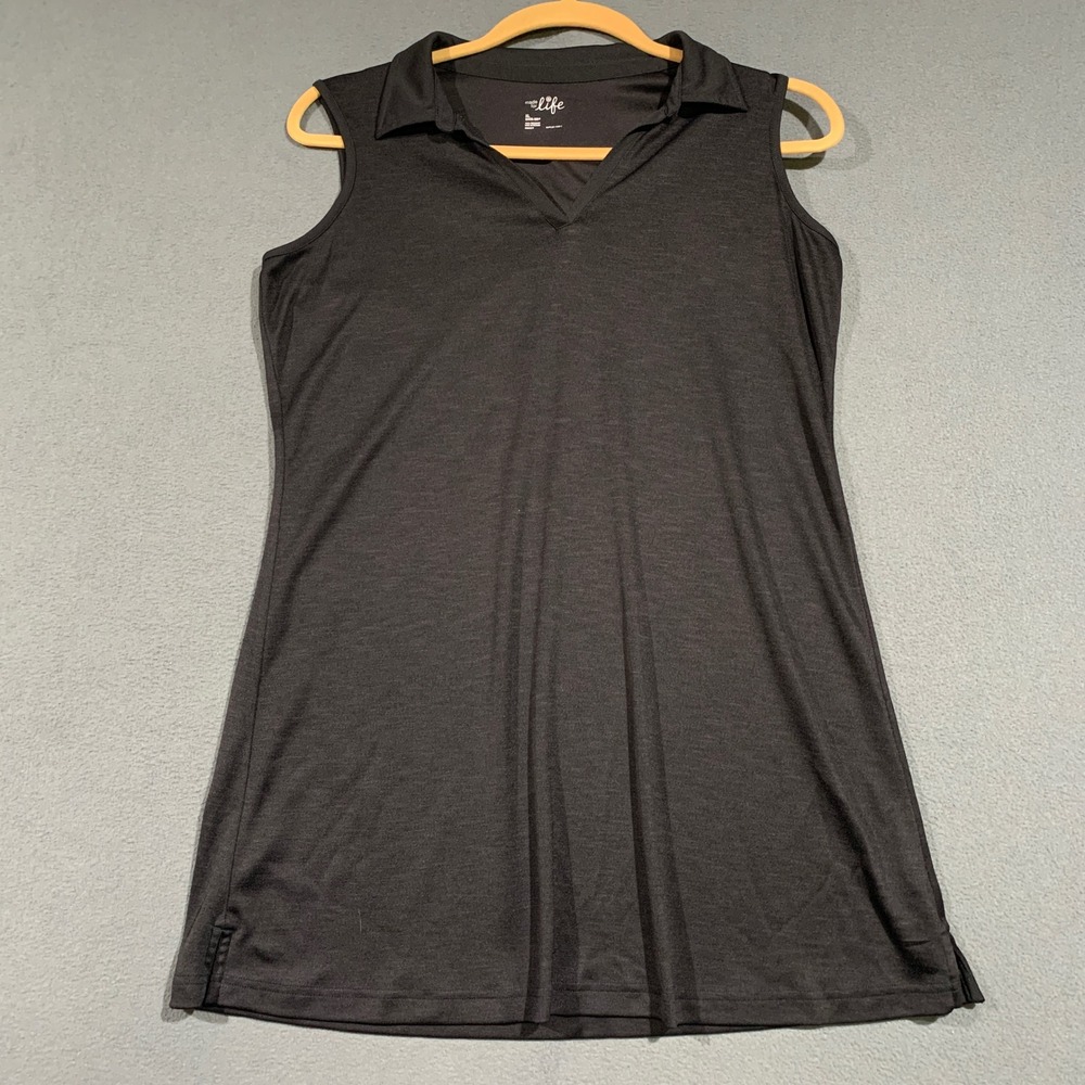 Made For Life Womens XL Black Sleeveless Polo Dress Quick-Dri Golf Tennis Top